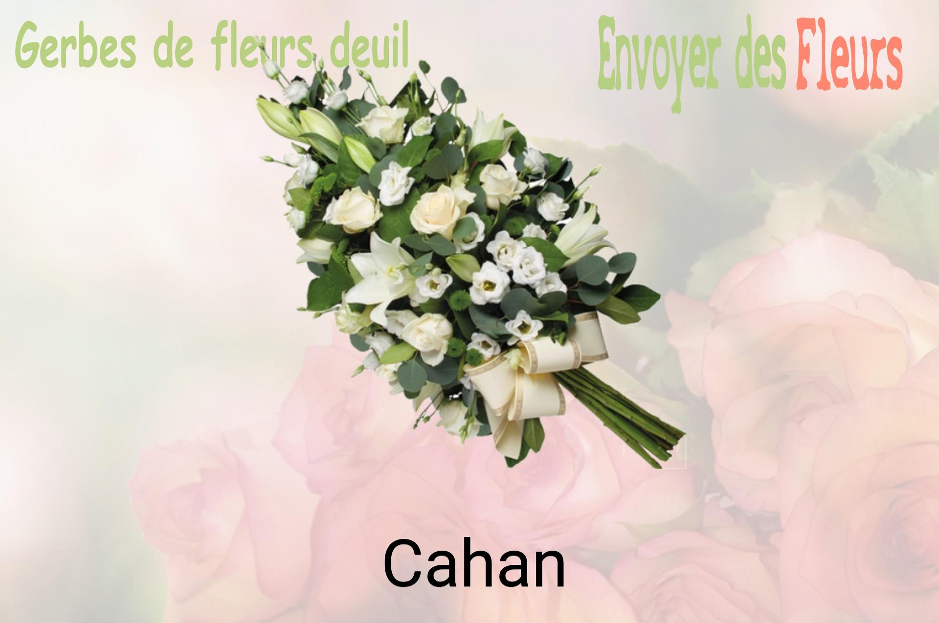 Gerbe de fleurs de deuil livrée à Cahan